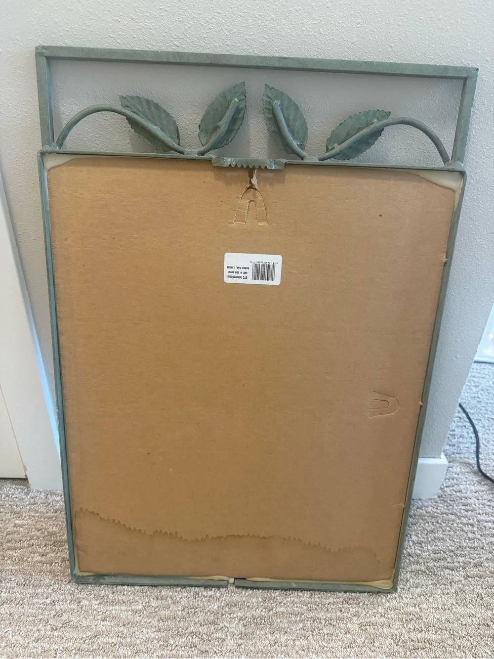 GTC International Verdigris Leaf Wall Mirror Botanical Green Metal Cottage Decor